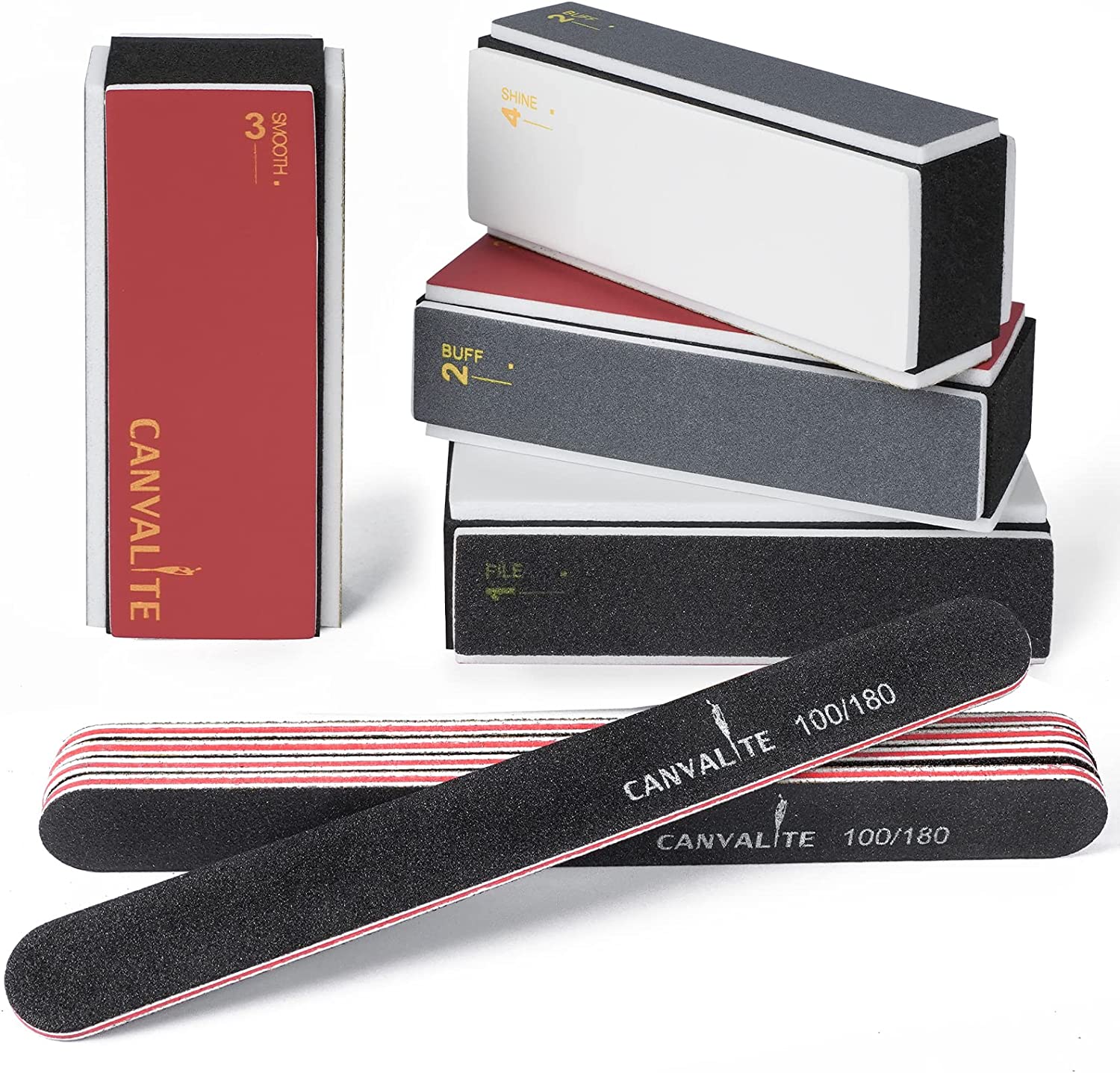 230816071100261_1 Nail Files Canvalite Nail File and Buffer Professional Emery Boards Washable Double Sided Reusable Manicure File for Home and Salon Use 6 PCS - Image 1
